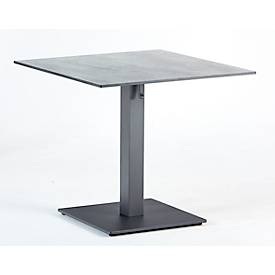 BEST, Tisch Best Cervia, Mittelsäule, Tischplatte klappbar, Niveau-Ausgleichschrauben, B 800 x T 800 H 740 mm, Metall & HPL, 