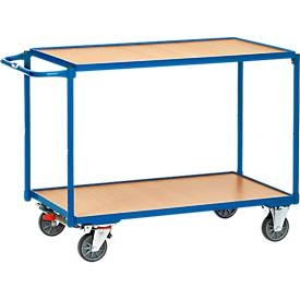 Fetra, Tischwagen mit 2 Etagen, 1000 x 600 mm, fetra® Tischwagen, TK 300 kg, 2 Etagen à 1.000 x 600 mm, waagerechter Schiebebügel, mit Zentralbremse