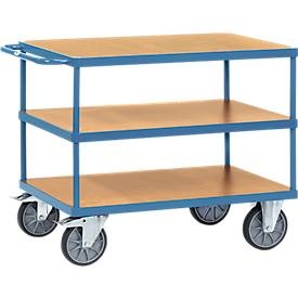 Fetra, Fetra 2422 Tischwagen Stahl pulverbeschichtet Traglast (max.): 500 kg Brillantblau (RAL 5007), fetra® Schwerer Tisch- und Montagewagen, 3 Etagen à 700 x 1.000 mm
