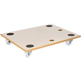 undefined, Transportroller aus Filmsiebdruckplatte rechteckig, mit FSC®-Zertifizierung LxBxH 710 x 310 x 123 mm, Tragfähigkeit 200 kg, Transportroller Wagner MM 1359, MDF, mit 2 Tragelöchern, Ladefläche L 590 x B 475 mm, bis 200 kg