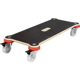 undefined, Transportroller aus Filmsiebdruckplatte rechteckig, mit FSC®-Zertifizierung LxBxH 710 x 310 x 123 mm, Tragfähigkeit 200 kg, Transportroller Wagner MM 1359, MDF, mit 2 Tragelöchern, Ladefläche L 590 x B 475 mm, bis 200 kg