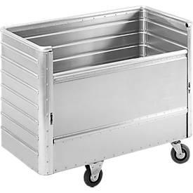 undefined, Alu-Kastenwagen, absenkbare Seitenwand ohne Deckel Volumen 650 l, Alu-Kastenwagen mit halb absenkbarer Wand, 650 Liter