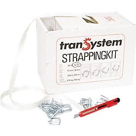 undefined, Umreifungs-Set bestehend aus Kraftband, Metallklammern, Packmesser Bandbreite 13 mm, Bandlänge 250 m, Umreifungsband aus PET, verleimt, Länge 250 m, Bandbreite 13 mm