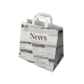 PAPSTAR, Tragetaschen Papstar Newsprint, bis 5 kg, mit Tragegriff, L 250 x B 260 x H 170 mm, Kraftpapier, grau-schwarz, 50 Stück, Tragetaschen Papstar Newsprint, bis 5 kg, mit Tragegriff, L 250 x B 260 x H 170 mm, Kraftpapier, grau-schwarz, 50 Stück