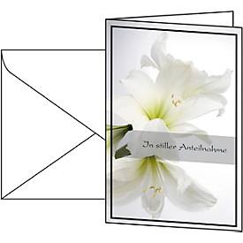 Sigel, Trauerkarte Weiße Amaryllis, 10 Stück, Sigel Trauerkarte DS006 DIN A6 220 g/m² Sortiert 10 Stück
