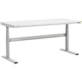 TRESTON, Arbeitstisch, elektrisch höhenverstellbar, Treston TED Arbeitstisch M1500, B 1800 x T 800 mm, elektrisch höhenverstellbar, T-Fuss, lichtgrau RAL 7035