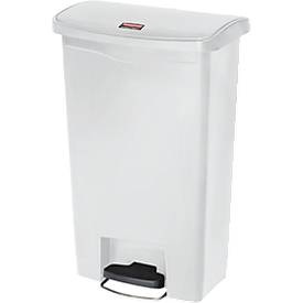 Rubbermaid, Rubbermaid Tretabfallsammler Volumen 50 l, BxHxT 456 x 719 x 292 mm weiß, Rubbermaid Tret-Abfallbehälter Slim Jim® mit Pedal an der Breitseite, Kunststoff, 50 l, weiss