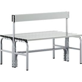 Sypro, Umkleidebank, Edelstahlrohr/Alu, doppelt mit Rückenteil, L 1015 mm, weissalu, Umkleidebank, Edelstahlrohr/Alu, doppelt mit Rückenteil, L 1015 mm, weissalu
