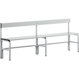 Sypro, Umkleidebank, Edelstahlrohr/Alu, einfach mit Rückenteil, L 2000 mm, weissalu, Umkleidebank, Edelstahlrohr/Alu, einfach mit Rückenteil, L 2000 mm, weissalu