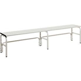 undefined, Umkleidebank aus Edelstahl, HxT 450 x 350 mm L 2000 mm, ohne Schuhrost, ohne Hakenleiste, Umkleidebank, Edelstahlrohr/Alu, einfach, L 2000 mm, lichtgrau
