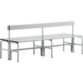 Sypro, Umkleidebank, Stahlrohr/Alu, doppelt mit Rückenteil, 1500 mm lang, lichtgrau, Umkleidebank, Stahlrohr/Alu, doppelt mit Rückenteil, 1500 mm lang, lichtgrau