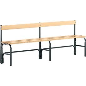 Sypro Wolf, Garderobenbank halbhoch mit Rückenlehne, einseitig, Umkleidebank, Stahlrohr/Holz, einfach, mit Rückenteil, L 2000 mm, anthrazit