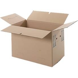 undefined, Umzugskarton, 1-wellig, bis 40 kg, Beschriftungsfeld, verstärkte Handgriffe, L 500 x B 300 x H 340 mm, braun, Umzugskarton, 1-wellig, bis 40 kg, Beschriftungsfeld, verstärkte Handgriffe, L 500 x B 300 x H 340 mm, braun
