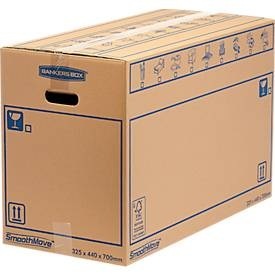 SmoothMove, Umzugskarton SmoothMove Standard, 2-lagige Wellenpappe, Beschriftungsfeld, 440 x 330 x 70 mm, 100 L, 10 Stück, Umzugskarton SmoothMove Standard, 2-lagige Wellenpappe, Beschriftungsfeld, 440 x 330 x 70 mm, 100 L, 10 Stück