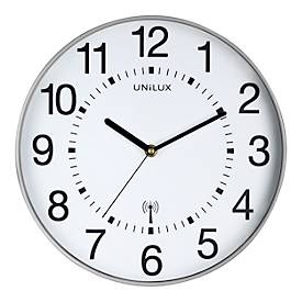Unilux, UNILUX Wanduhr Wave, Funk, Ø 30 cm, metallgrau, UNiLUX Wanduhr Wave Silber