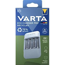 Varta, Varta Eco Charger Pro Rundzellen-Ladegerät NiMH Micro (AAA), Mignon (AA), VARTA Akku Ladegerät Eco Charger Pro Recycled Box, aus 75% Recyclingmaterial, inkl. USB-Typ-C Ladekabel
