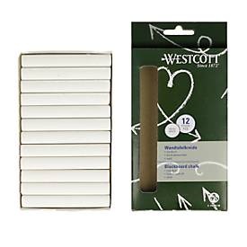 Westcott, Wandtafelkreide Westcott, weiss, staubarm, leicht abwaschbar, 12 x 84 mm, 12 Stück, Wandtafelkreide Westcott, weiss, staubarm, leicht abwaschbar, 12 x 84 mm, 12 Stück