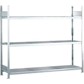 undefined, Weitspannregal, mit Stahlboden, Höhe 2000 mm Spannweite 2250 mm Grundregal, Tiefe 500 mm, Weitspannregal Grundregal WS2000 - H2000 x B2250 x T500 mm, 3 Ebenen, Stahl