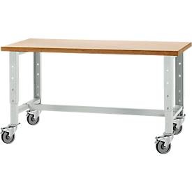 SSI Schäfer, Werkbank, fahrbar, höhenverstellbar, lichtgrau, Schäfer Shop Select Werkbank, fahrbar, höhenverstellbar, B 1500 x T 700 x H 676-888 mm, lichtgrau RAL 7035