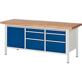 RAU, Werkbank Serie 8570, 6 Schubladen, 1 Tür mit Fachboden, höhenverstellbar, Werkbank Serie 8570, 6 Schubladen, 1 Tür mit Fachboden, höhenverstellbar