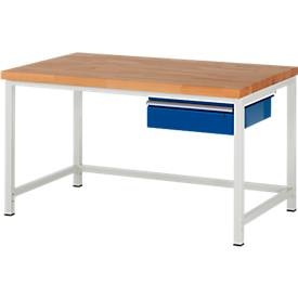undefined, Werkbank Serie 8001, stationär, mit Schublade, B 1500 x T 900 X H 840 mm, Werkbank Serie 8001, stationär, mit Schublade, B 1500 x T 900 X H 840 mm