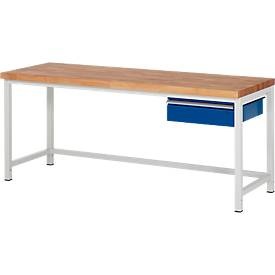 undefined, Werkbank Serie 8001, stationär, mit Schublade, B 2000 x T 700 X H 840 mm, Werkbank Serie 8001, stationär, mit Schublade, B 2000 x T 700 X H 840 mm