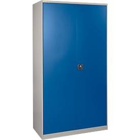 SSI Schäfer, Werkstattschrank LP 90 mit 30 Kästen LF531, weißaluminium RAL 9006/enzianblau RAL 5010, 