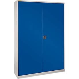SSI Schäfer, Werkstattschrank XL120 mit 40 Kästen LF531, weissaluminium RAL 9006/enzianblau RAL 5010, 