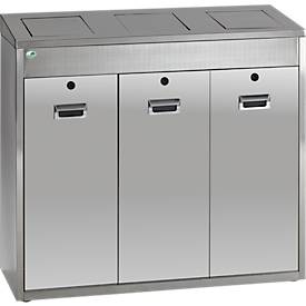 Wertstoffsortiersystem VAR 3 x 48 Liter, Edelstahl