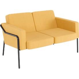 MEET_by_Paperflow, Zweisitzer Sofa meet by Paperflow MEDSO Klassik, gepolstert, Sitzfläche austauschbar, B 1040 x T 515 x H 410 mm, Stoff und Stahl, gelb/mattschwarz