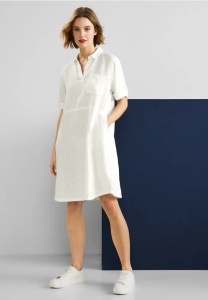 STREET ONE, STREET ONE Hemdblusenkleid, mit leicht abgerundetem Saum, 