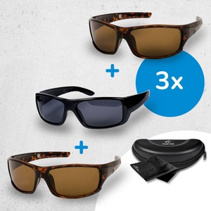 HD Polar View polarisierte Sonnenbrille 3 Stück / 2x Hornoptik + 1x schwarz