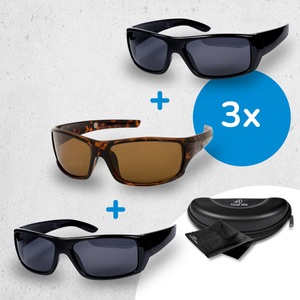 HD Polar View polarisierte Sonnenbrille 3 Stück / 2x schwarz + 1x Hornoptik
