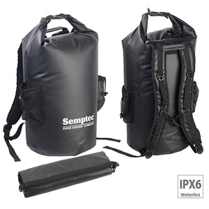 Semptec Urban Survival Technology, Semptec Urban Survival Technology Wasserdichter Trekking-Rucksack aus Lkw-Plane, 40 Liter, schwarz, IPX6, Wasserdichter Trekking-Rucksack aus Lkw-Plane, 40 Liter, schwarz, IPX6