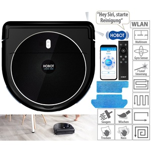 Sichler Haushaltsgeräte, Multiroom-Saug- und Wisch-Roboter mit WLAN, App und 4-Phasen-Reinigung, Multiroom-Saug- und Wisch-Roboter mit WLAN, App und 4-Phasen-Reinigung