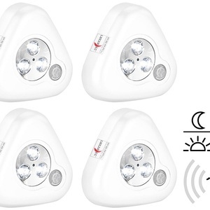 Lunartec, Lunartec Nachtlicht mit 3 LEDs & Licht-/PIR-Sensor, 4er-Set, Nachtlicht mit 3 LEDs & Licht-/PIR-Sensor, 4er-Set