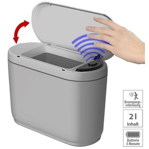 Infactory, "xDesign-Abfalleimer mit Hand-Bewegungs-Sensor, 2 l, grau / Abfalleimer"