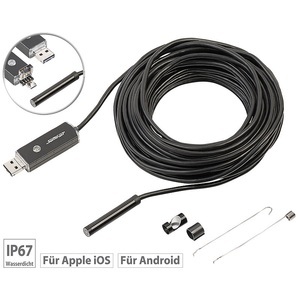 Somikon, Somikon USB-HD-Endoskop-Kamera für PC und OTG-Android-Smartphone, 10 m, IP67, USB-HD-Endoskop-Kamera für PC und OTG-Android-Smartphone, 10 m, IP67