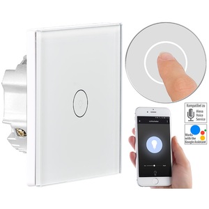 Luminea Home Control, Luminea Home Control Touch-Lichtschalter, WLAN, kompat. zu Amazon Alexa & Google Assistant, Touch-Lichtschalter, WLAN, kompat. zu Siri, Alexa & Google Assistant