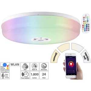Luminea Home Control, Luminea Home Control LED-Deckenleuchte RGB + CCT, mit WLAN, App und Sprachsteuerung, LED-Deckenleuchte RGB + CCT, mit WLAN, App und Sprachsteuerung