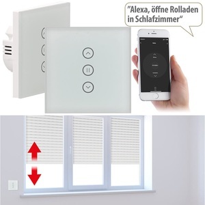 Luminea Home Control, Luminea Home Control 2er-Set Rollladen-Touch-Unterputz-Steuerung, App & Sprachsteuerung, 2er-Set Rollladen-Touch-Unterputz-Steuerung, App & Sprachsteuerung