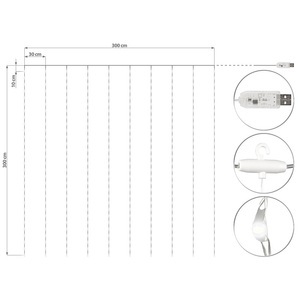 Lunartec, Lunartec RGB-LED-Lichtervorhang, 300 LEDs, Fernbedienung, 3x3 m, 2er, RGB-LED-Lichtervorhang, 300 LEDs, Fernbedienung, 3x3 m, 2er