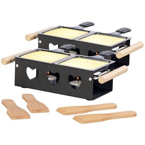 Rosenstein & Söhne, Rosenstein & Söhne 2er-Set Teelicht-Raclette für 2 Personen, mit Schabern und Teelichtern, 2er-Set Teelicht-Raclette für 2 Personen, mit Schabern und Teelichtern