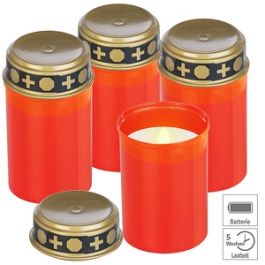 Pearl, Pearl 4er-Set flackernde Grablicht-LED-Kerze, Batteriebetrieb, 12 cm hoch, 4er-Set flackernde Grablicht-LED-Kerzen, Batteriebetrieb, 12 cm hoch