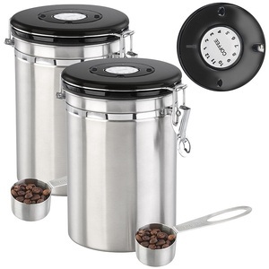 Rosenstein & Söhne, 2er-Set Kaffeedosen mit Kalenderblatt, C02-Freigabeventil & Messlöffel, 2er-Set Kaffeedosen mit Kalenderblatt, C02-Freigabeventil & Messlöffel