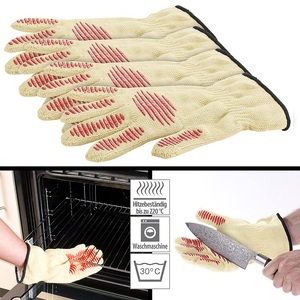 Rosenstein & Söhne, Rosenstein & Söhne 3in1-Sicherheits-Handschuh mit Hitze- und Schnittschutz, 2er-Set, 4er-Set Sicherheits-Handschuh, Hitze- & Schnittschutz, Antirutsch-Pads