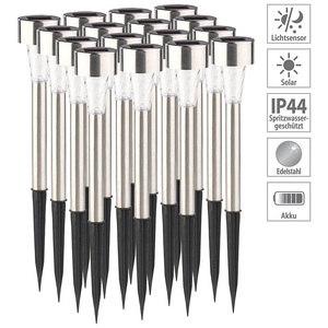 Lunartec, Lunartec 16er-Set Mini-Solar-LED-Wegeleuchten mit Dämmerungssensor, IP44, 16er-Set Mini-Solar-LED-Wegeleuchten mit Dämmerungssensor, IP44