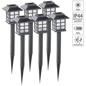 Lunartec, Lunartec 6er-Set Solar-LED-Wegeleuchten "Asian" mit Lichtsensor, IP44, 6er-Set Solar-LED-Wegeleuchten 