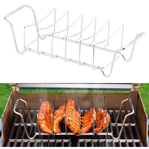 Rosenstein & Söhne, Rosenstein & Söhne 2in1-Sparerib-Halter und Bratenkorb für Grill und Ofen, Edelstahl, 2in1-Sparerib-Halter und Bratenkorb für Grill und Ofen, Edelstahl