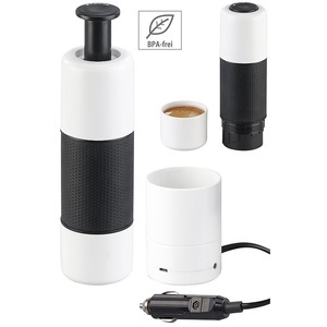 Rosenstein & Söhne, Rosenstein & Söhne Manueller Mini-Espresso-Maker mit 12-Volt-Wassererhitzer, 10 g/100 ml, Manueller Mini-Espresso-Maker mit 12-Volt-Wassererhitzer, 10 g/100 ml